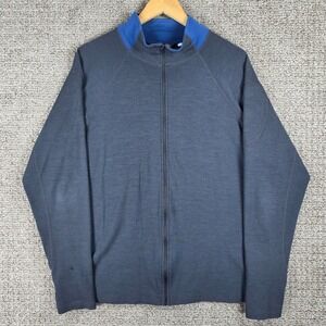 Ibex Men's Wool Zip Jacket Rambouillete Wool Activewear Blue Size XL‎